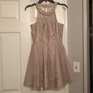 High Neck Illusion Short Dress